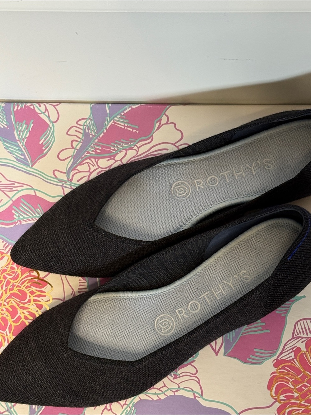 Rothy's Limited Merino Wool Charcoal Pointed-Toe Knit Flats - Women's
